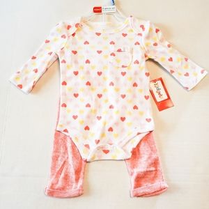Baby Girl Body Suit with Hearts and Leggings